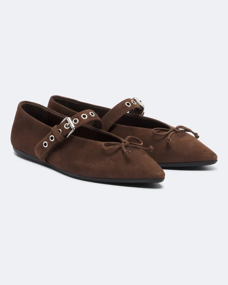 Miu Miu Ballerine in suede Marrone