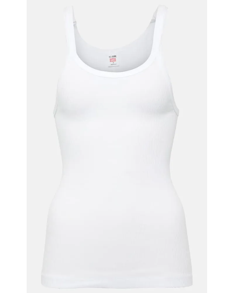 RE/DONE Top in jersey di cotone a coste Bianco