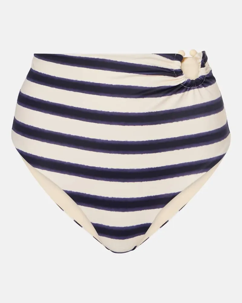 Johanna Ortiz Slip bikini a vita alta con righe Blu