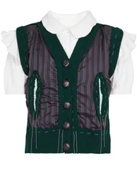 Maison Margiela Gilet in lana e cotone a righe Verde