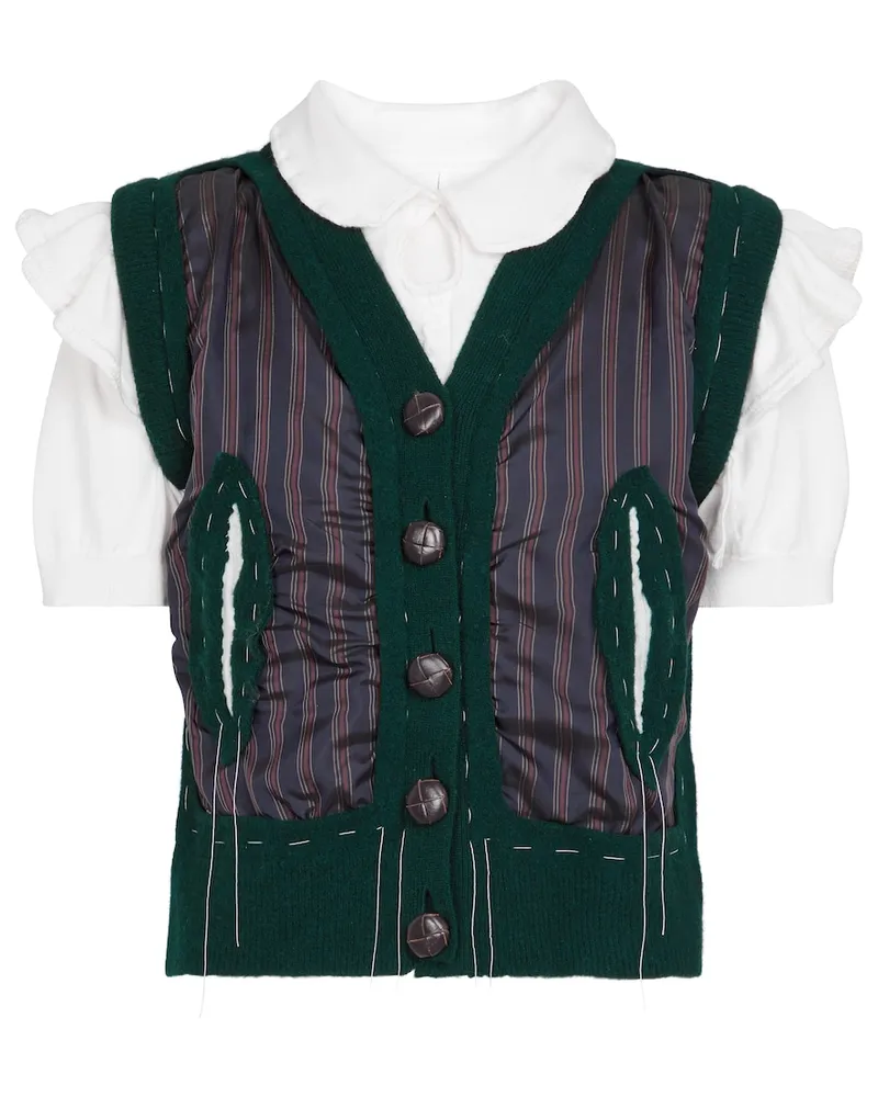 Maison Margiela Gilet in lana e cotone a righe Verde