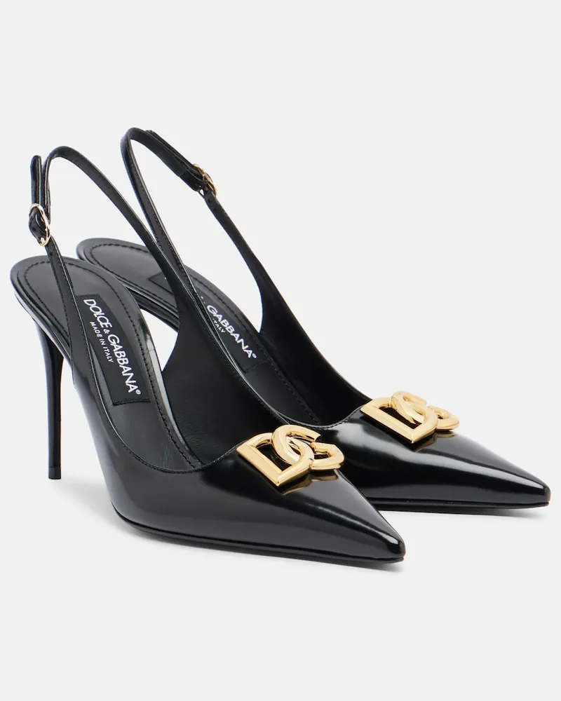 Dolce & Gabbana Pumps slingback Lollo DG in vernice Nero
