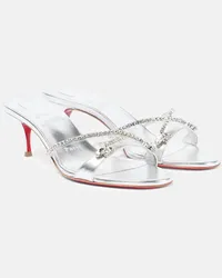 Christian Louboutin Sandali Queen 55 in pelle con cristalli Argento