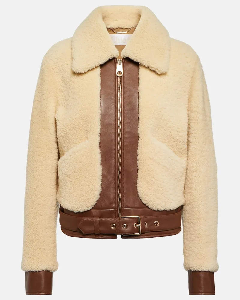 Chloé ChloÃ© Giacca in shearling con pelle Bianco