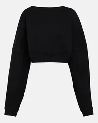 Saint Laurent Felpa cropped in cotone con logo Nero