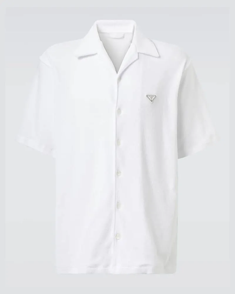 Prada Camicia bowling in spugna di cotone Bianco