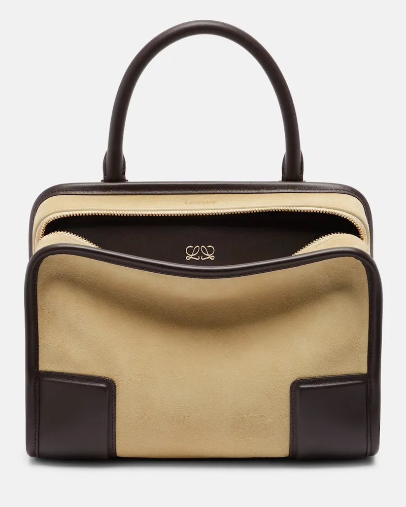 Loewe Borsa a mano in suede con pelle Beige