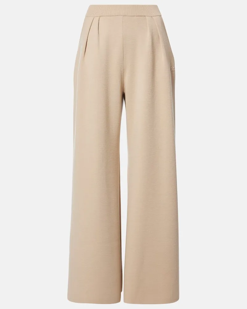 Max Mara Pantaloni a gamba larga in lana Bianco