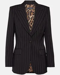 Dolce & Gabbana Blazer gessato in lana vergine Nero