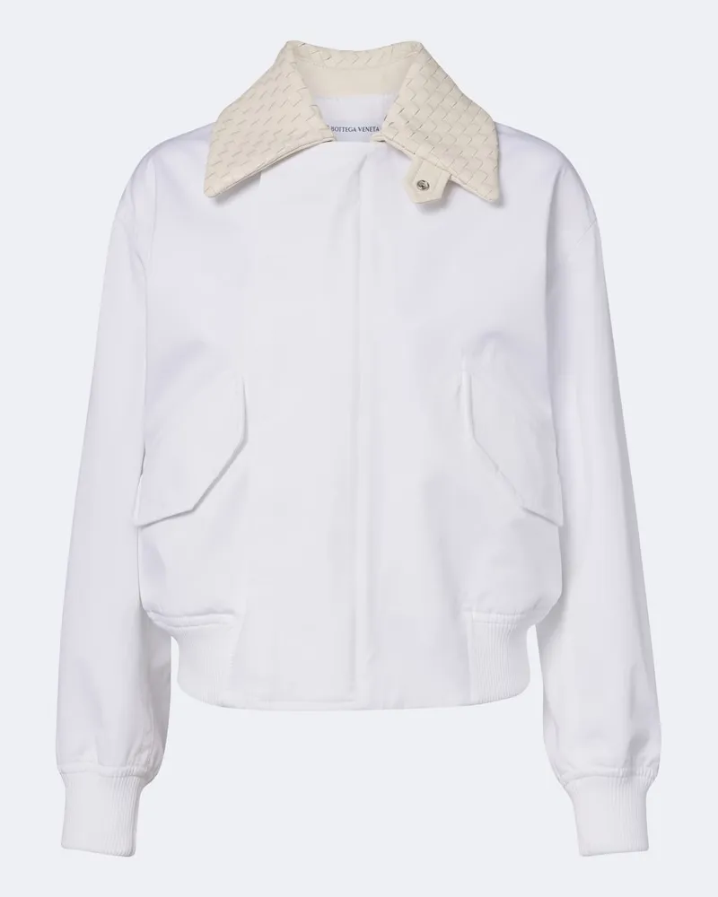 Bottega Veneta Giacca blouson in cotone con pelle Bianco