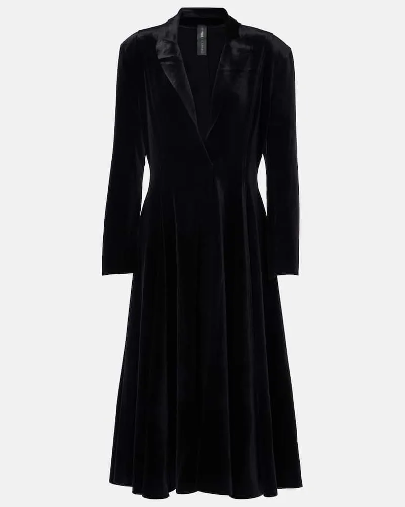 Norma Kamali Abito midi in velluto Nero