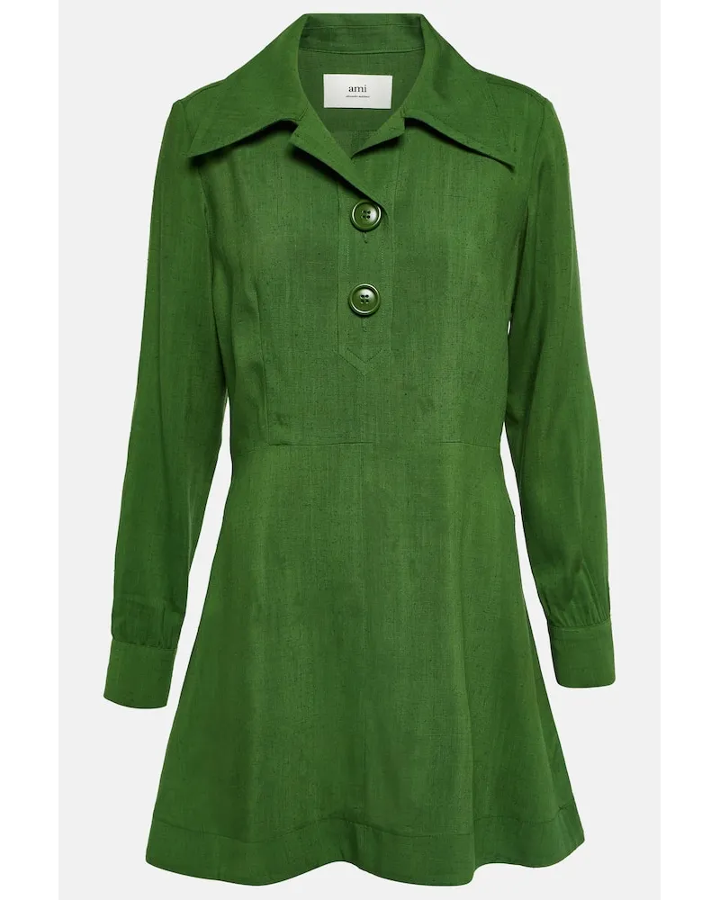 AMI Paris Miniabito in misto seta Verde