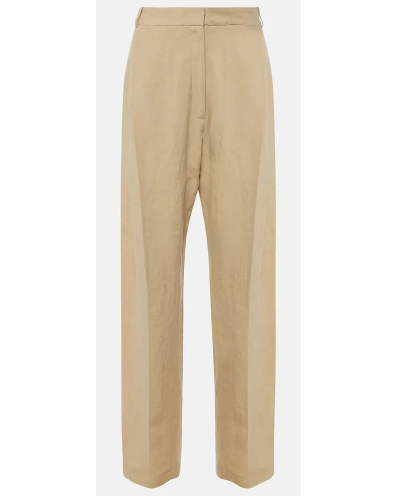 TOVE Pantaloni a gamba larga Gabrielle in lino Beige