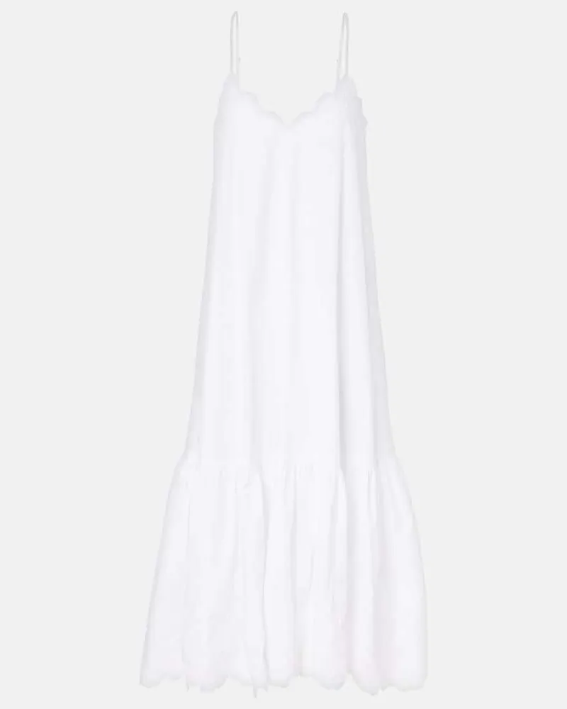 Juliet Dunn Abito midi in popeline di cotone Bianco