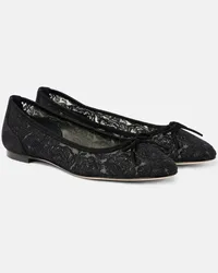 Manolo Blahnik Ballerine Verizzo in pizzo floreale Nero