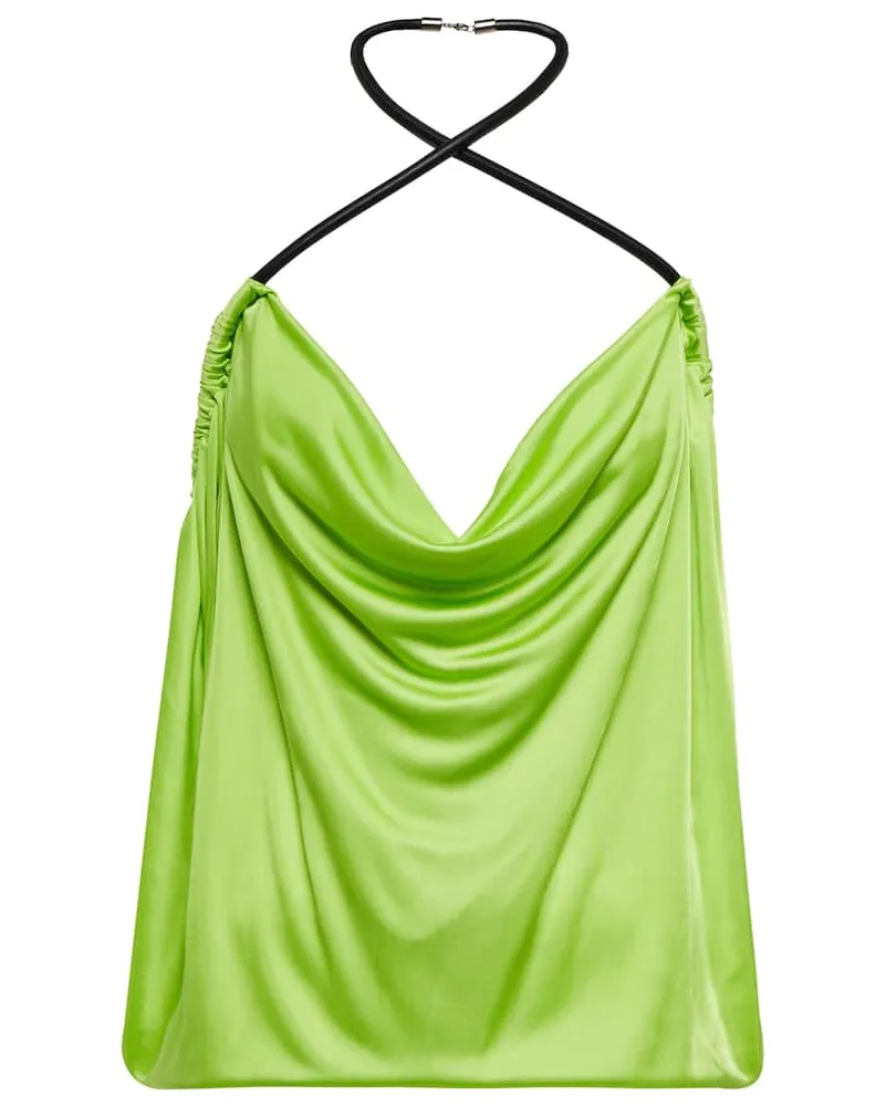 ATTICO Top Pauline con pelle Verde