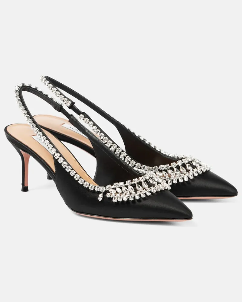 Aquazzura Pumps slingback Crystal Crush in raso Nero