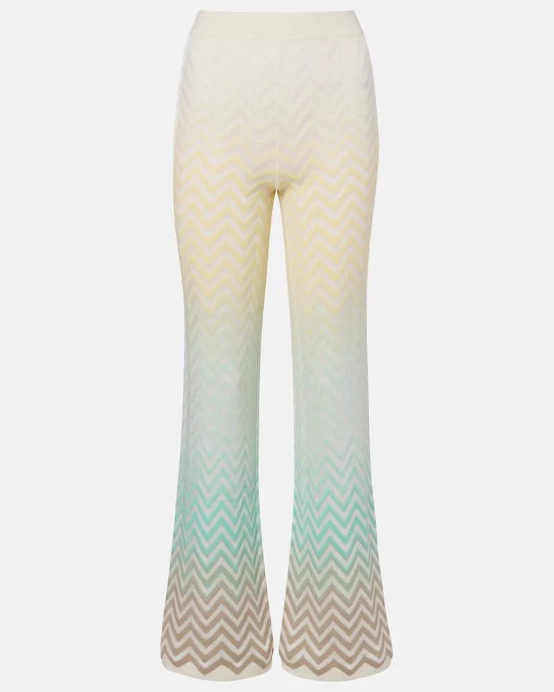 Missoni Pantaloni flared in misto cotone a zig-zag Multicolore