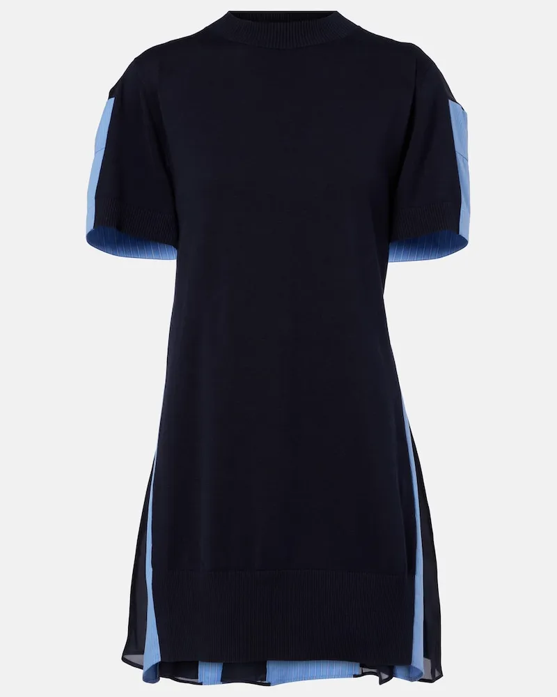 Sacai Abito corto in misto cotone Blu