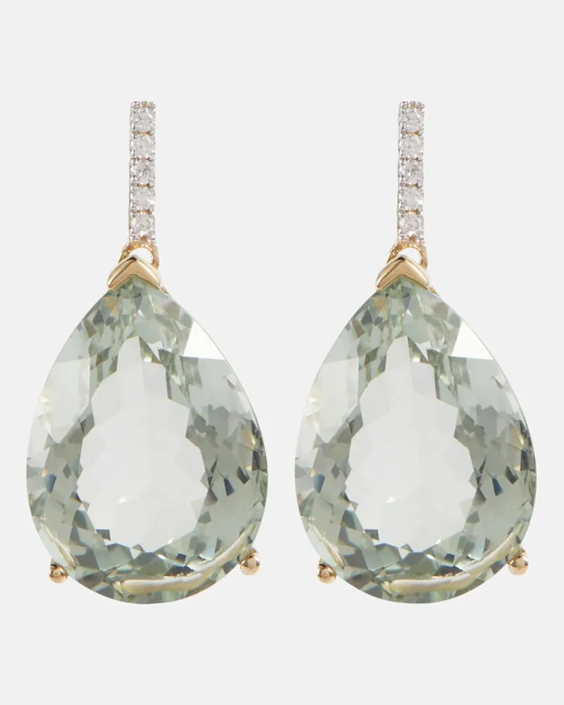MATEO Orecchini in oro giallo 14kt con ametista e diamanti Verde