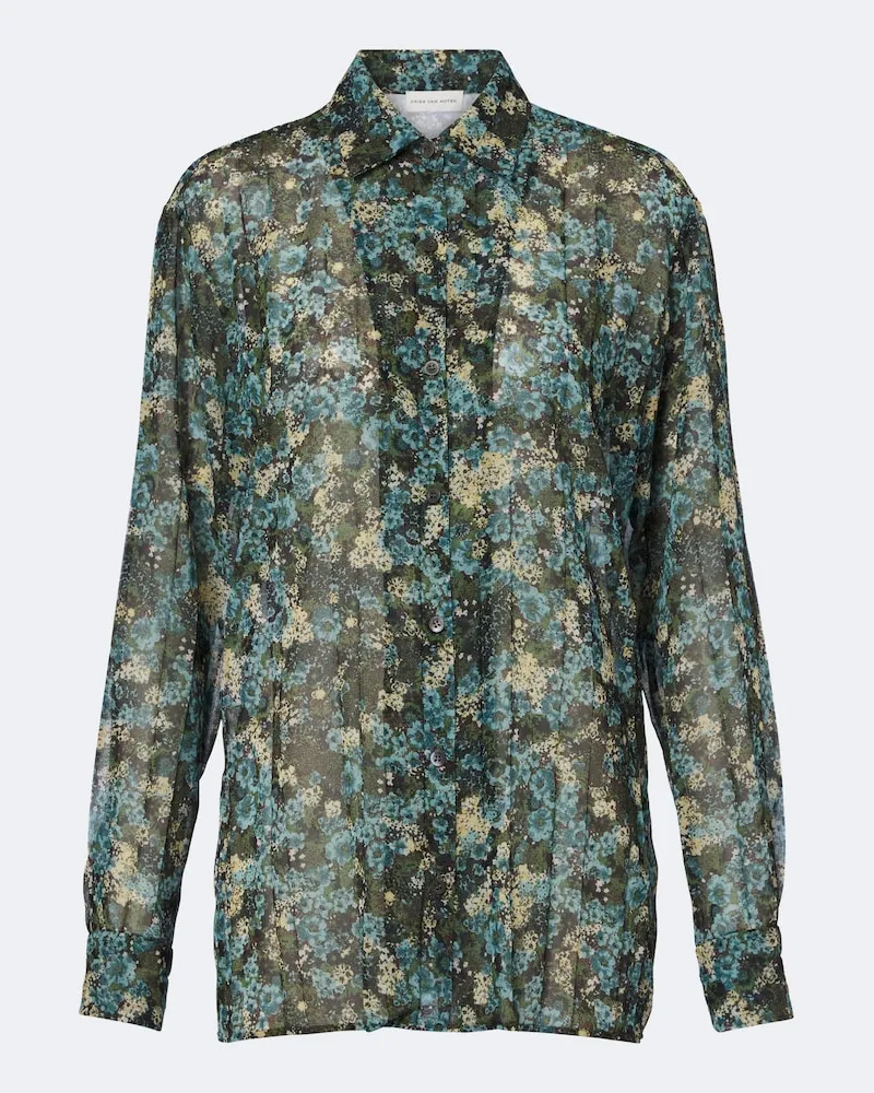 Dries van Noten Camicia con stampa floreale Blu