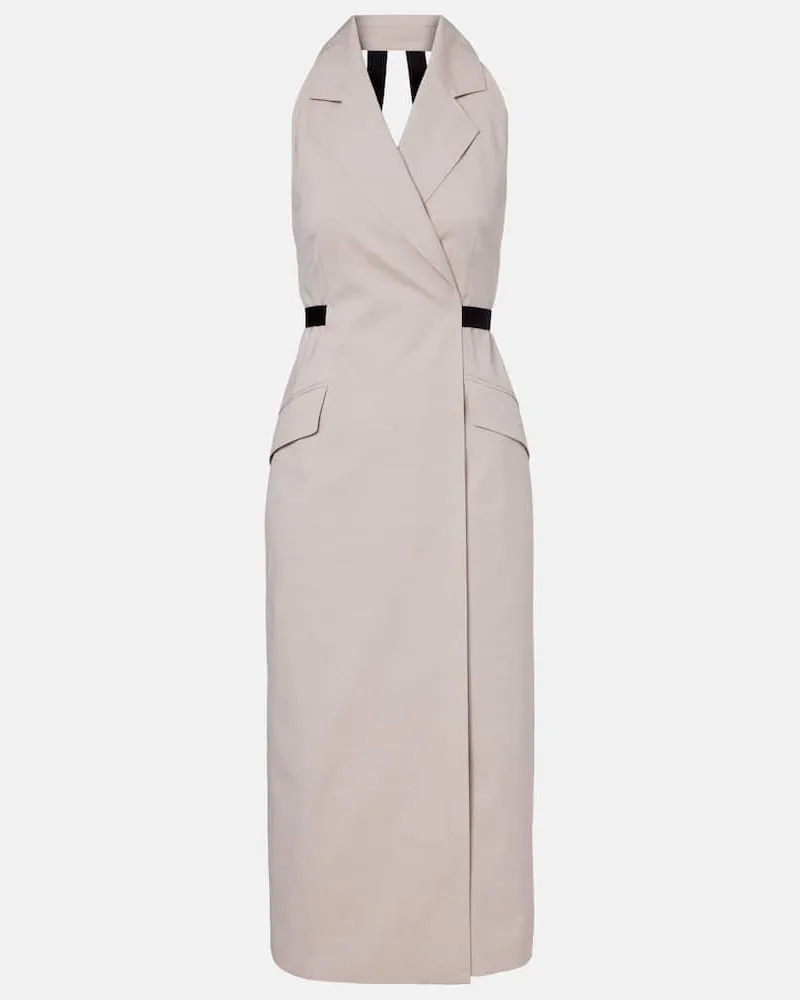 Max Mara Abito midi Cime in canvas di cotone e lana Beige