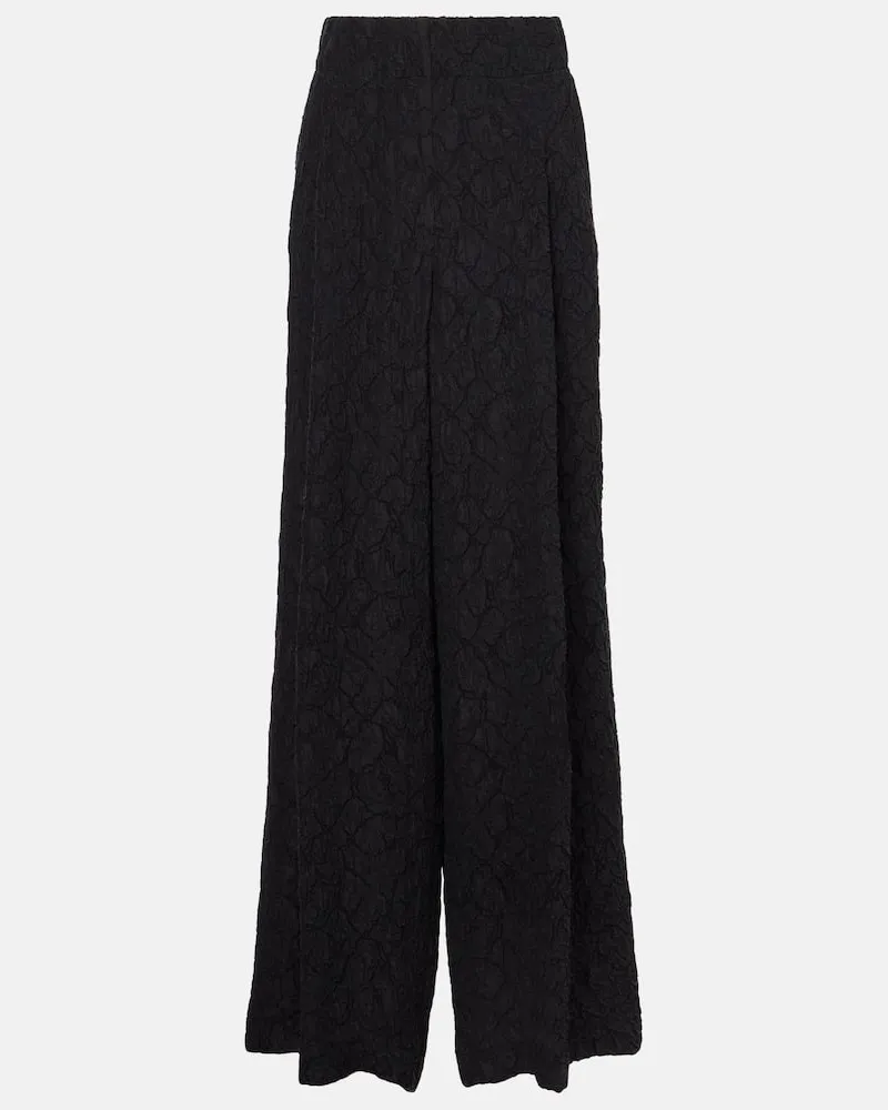 Dries van Noten Pantaloni a gamba larga e vita alta Nero