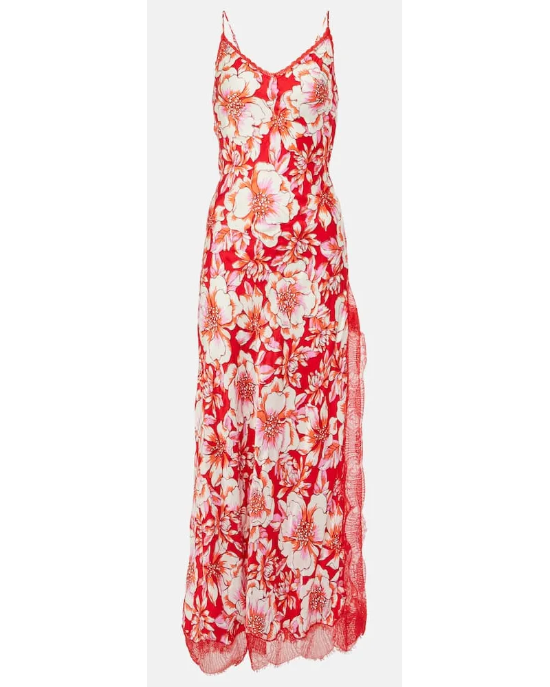 Poupette St Barth Abito midi Lucia con stampa Rosso