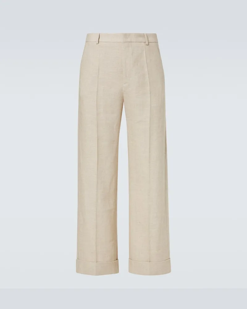 Valentino Garavani Pantaloni regular in misto lino Beige