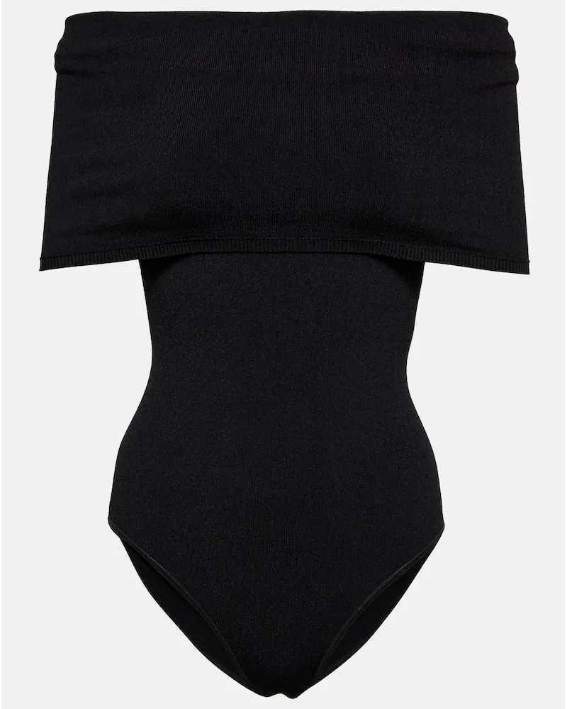 Alaïa AlaÃ¯a Body in maglia con scollo bardot Nero