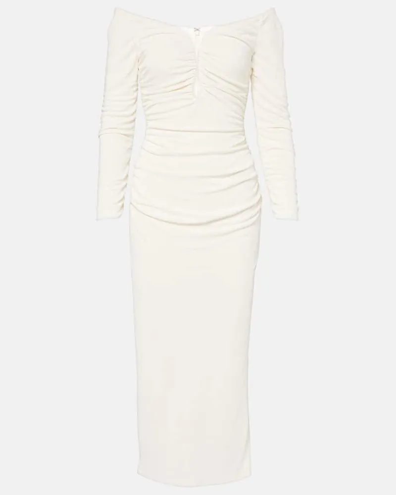 Carolina Herrera New York Abito midi in jersey con scollo bardot Bianco