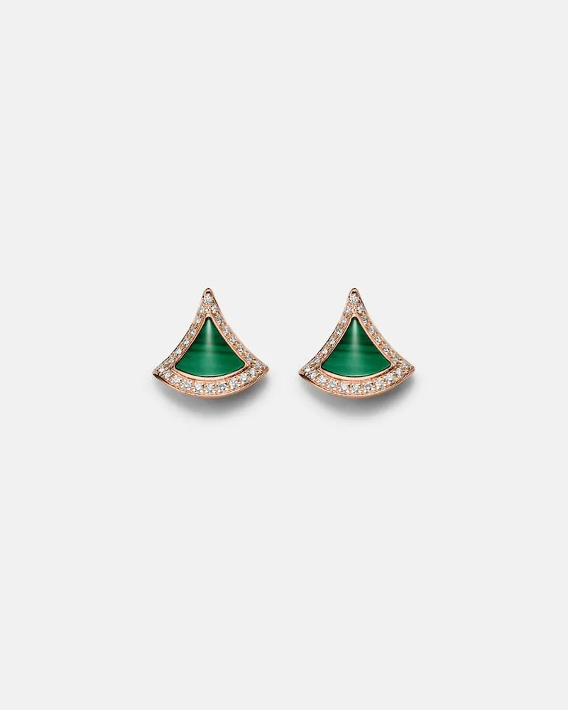 Bulgari Orecchini Divas' Dream in oro rosa 18kt con malachite e diamanti Oro