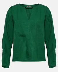 Loro Piana Camicia Arsene in lino e lana Verde