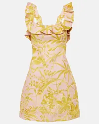 Zimmermann Abito corto Golden Ruffle in lino Rosa