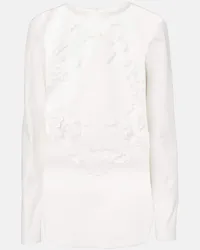 Oscar de la Renta Blusa in cotone con ricamo Bianco