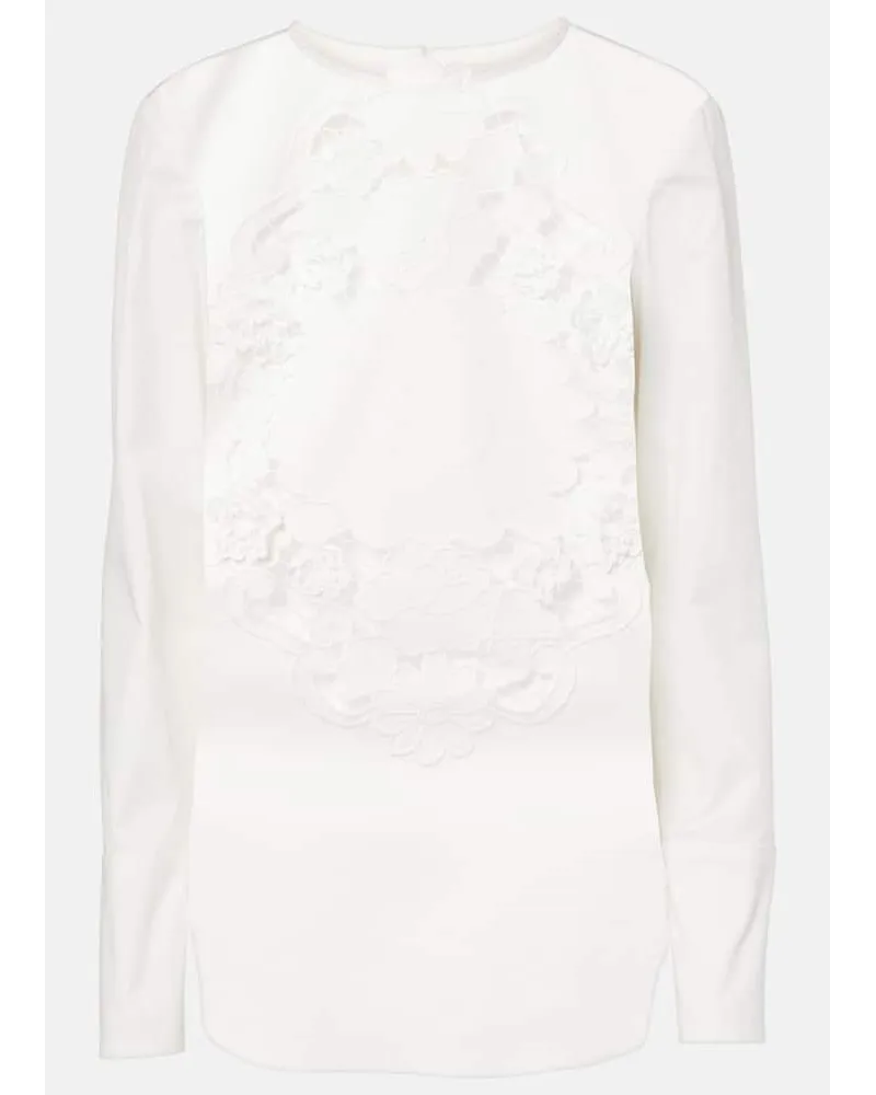Oscar de la Renta Blusa in cotone con ricamo Bianco