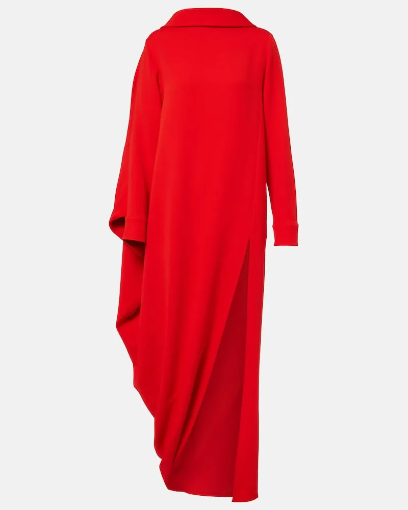 Balenciaga Abito lungo in crêpe di seta e lana Rosso