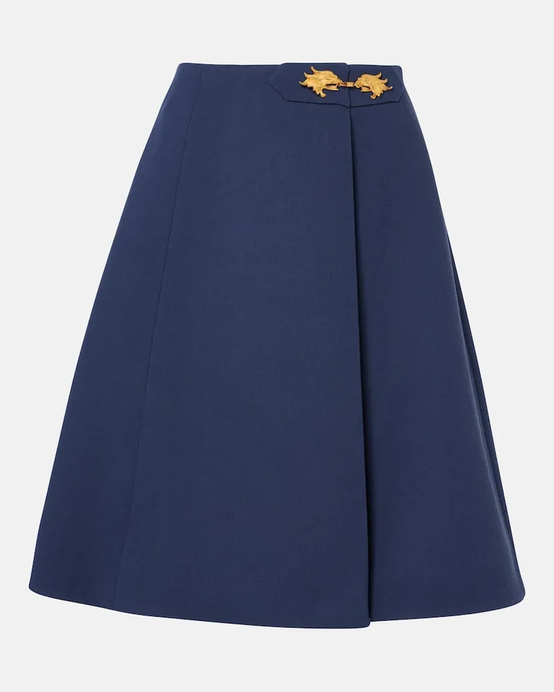Valentino Garavani Gonna midi in crÃªpe di lana vergine Blu