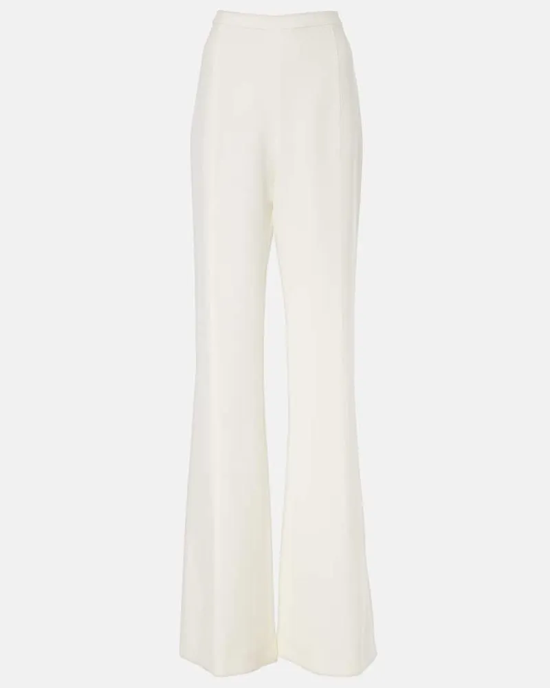 COSTARELLOS Pantaloni flared Rimi a vita alta Bianco