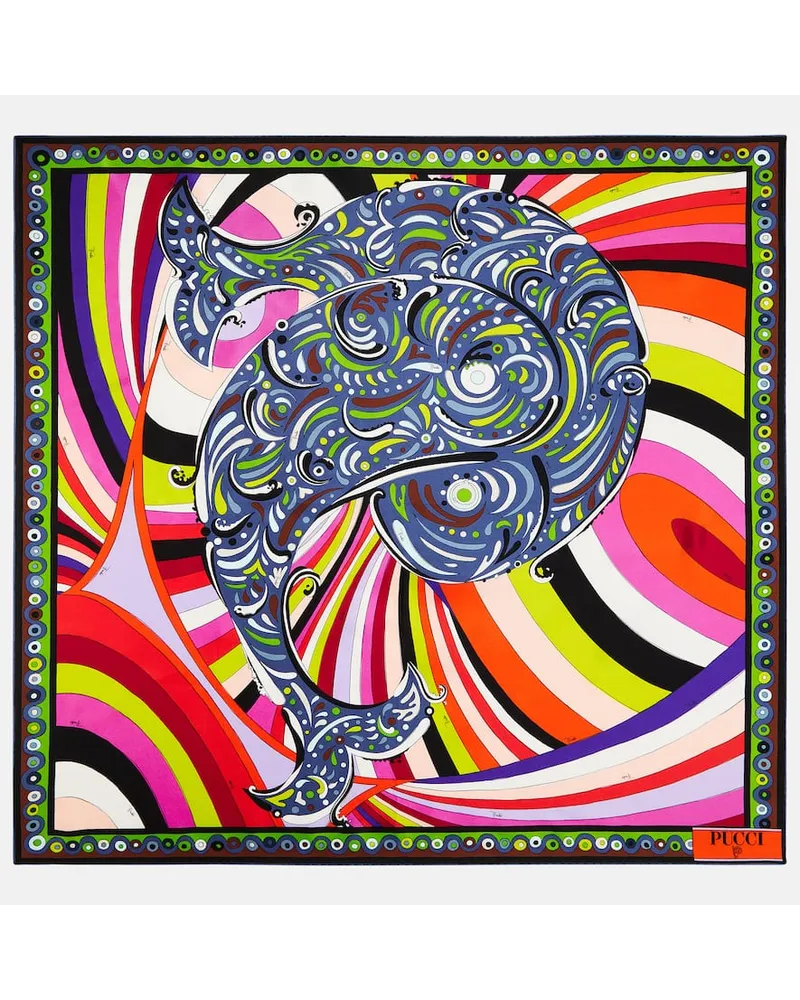 Emilio Pucci Foulard in twill di seta con stampa Multicolore