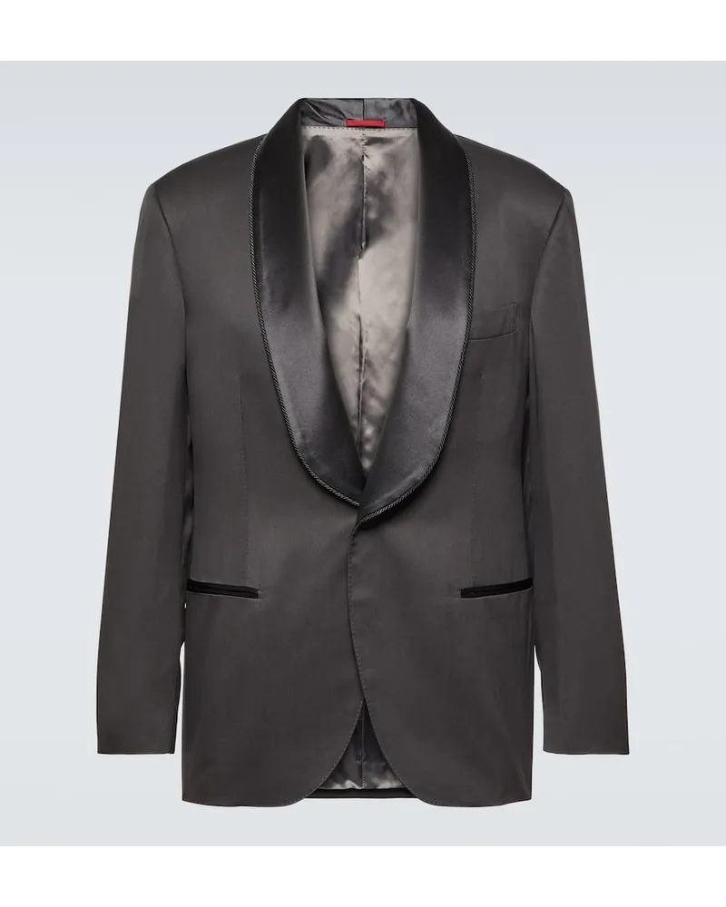 Brunello Cucinelli Blazer da smoking monopetto in seta Nero