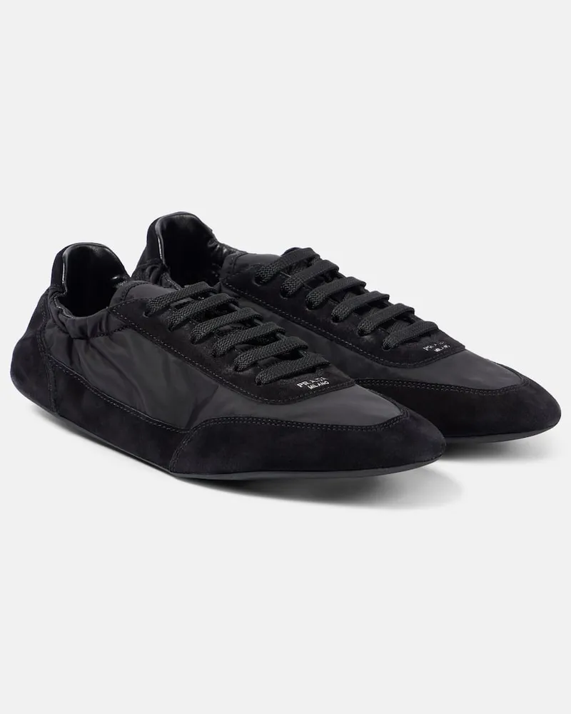 Prada Sneakers Collapse Re-Nylon con suede Nero