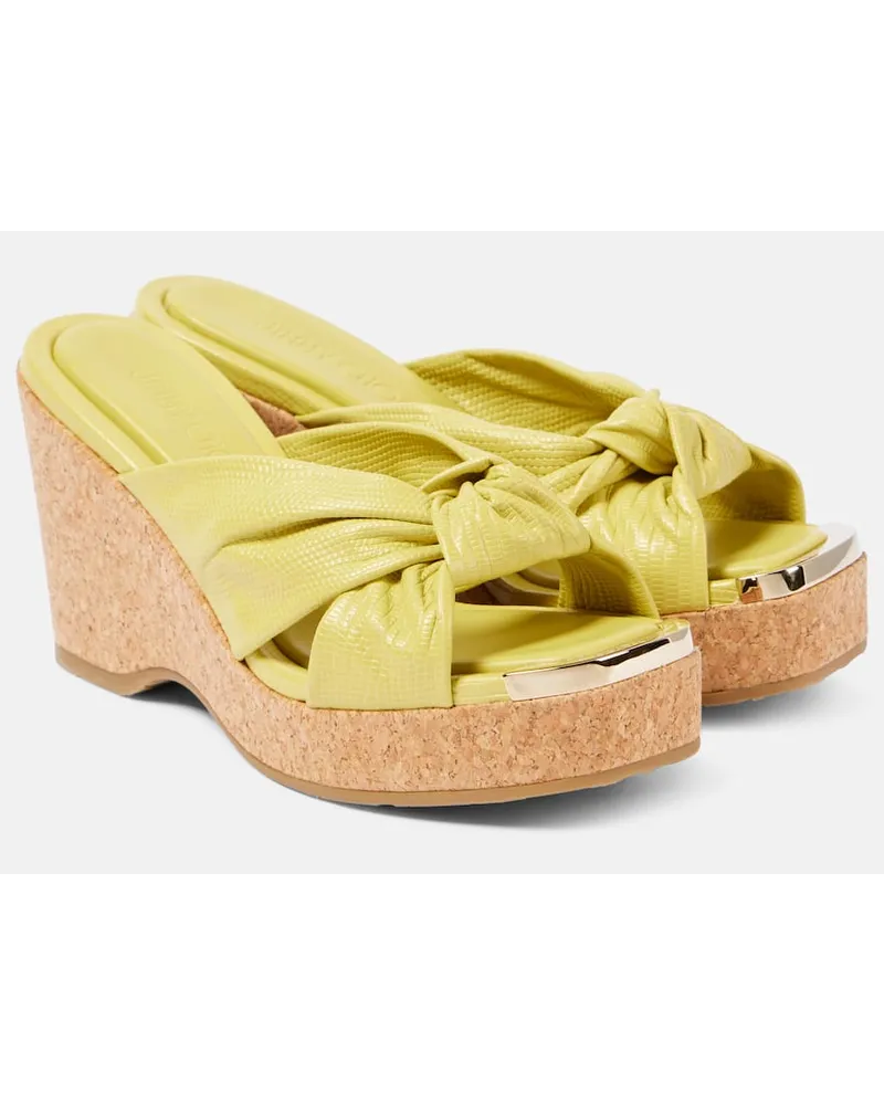 Jimmy Choo Sandali Avenue in pelle con zeppa Giallo
