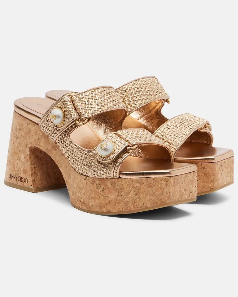 Jimmy Choo Sandali Fayence effetto rafia Oro