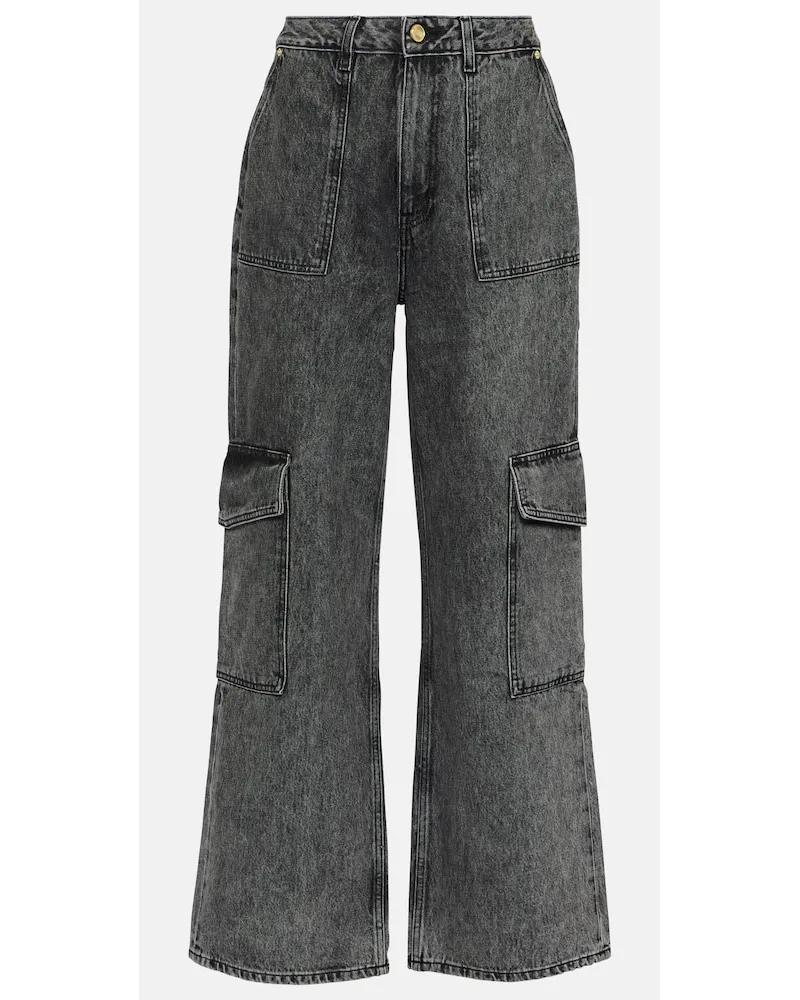 Ganni Jeans cargo a vita alta Nero