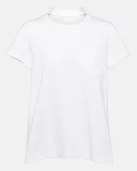 Sacai T-shirt in jersey di cotone con pieghe Bianco