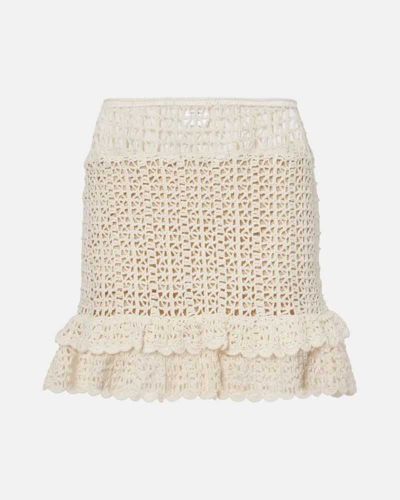 Anna Kosturova Minigonna Brigitte in crochet di cotone Bianco