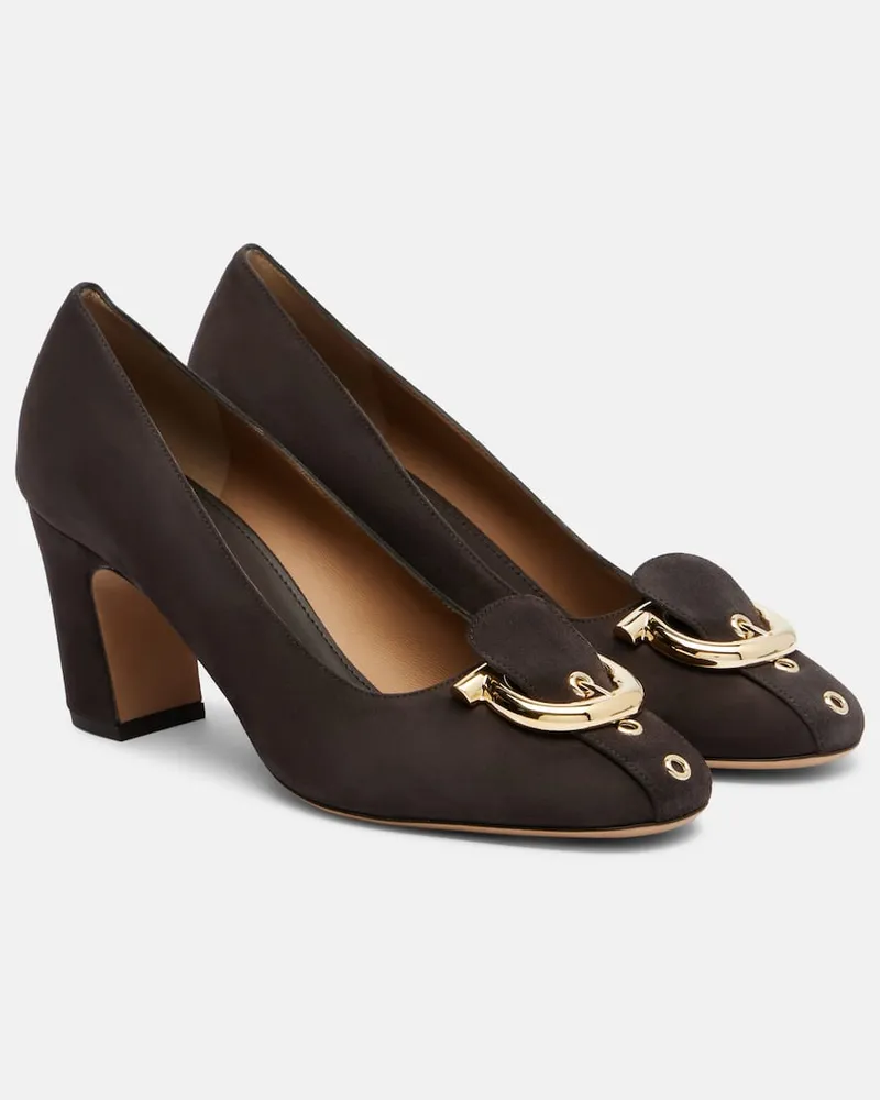 Ferragamo Pumps Gancini in suede Marrone