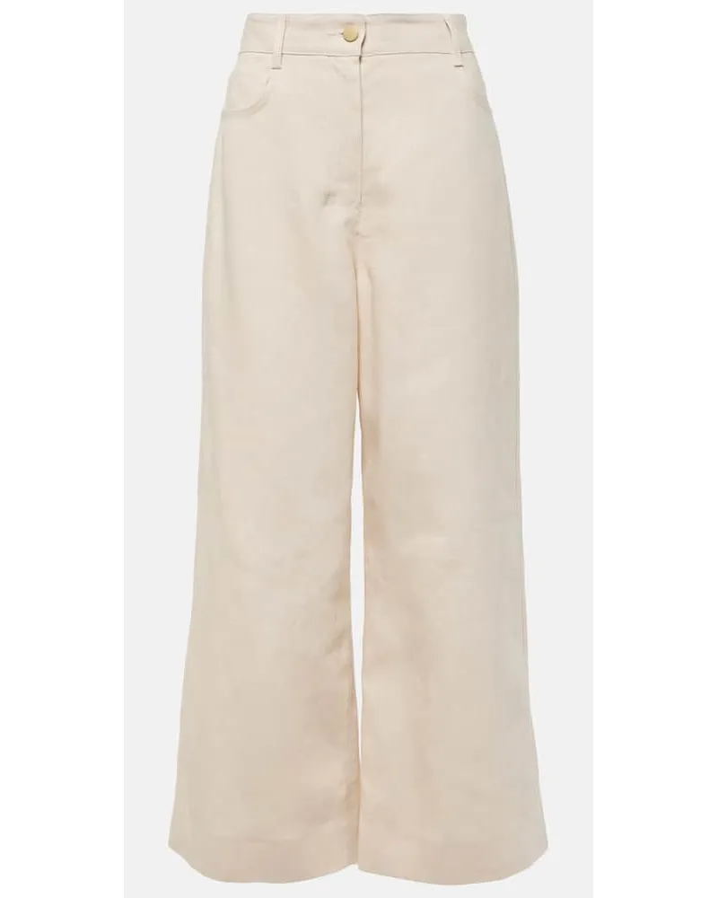 Max Mara Pantaloni a gamba larga Lapo in lino Neutro