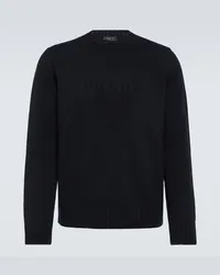 Prada Pullover in lana e cashmere con logo Nero